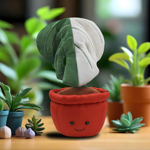 V689 Peluche Personalizzabile Monstera da 10 Pollici, Morbido Giocattolo a Forma di Pianta in Vaso con Faccina <span class=keywords><strong>Sorridente</strong></span>, Deliziosa Decorazione per la Casa - Product Image 2