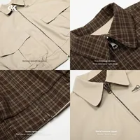 Veste de travail réversible à carreaux pour homme YOFA, style vintage, double face, multi-poches, coupe ample, décontractée, tendance, OEM