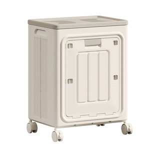 Clothing Organizer Large Capacity Flip Top <b>Storage</b> Box White Rectangle Standing Type For <b>Clothes</b> Toys With Wheels - Product Image 4