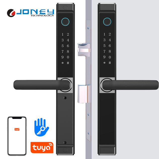 Digital Double Side Fingerprint Smart Door Lock with Tuya WiFi TTlock App Wood Door Compatible