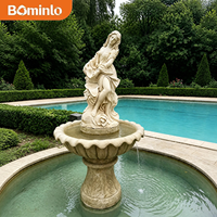 Fontaine à eau en marbre sculptée à la main, statue de femme, 3 niveaux, pour jardin extérieur, taille personnalisée pour la décoration de la cour de villa