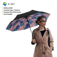 Parapluie pliant 3 sections avec logo personnalisé OEM, revêtement noir anti-UV, compact, de poche, pour voyage, vente en gros, cadeau promotionnel d'entreprise