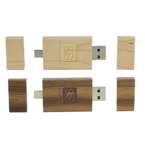 128GB 64GB 32GB 16GB customized Wooden OTG USB memory stick fast speeds for phone tablet notebook and PC usb flash drives