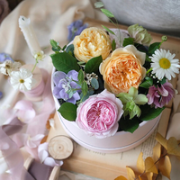Gros Faible QUANTITÉ MINIMALE DE COMMANDE Offre Spéciale Valentine Jour Emballage Cadeau En Carton Ronde Éternelle Rose Floral Fleuriste Fleur Plaine Boîte Avec Couvercle