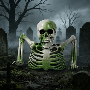 HLC Halloween Spot Animatronic Spooky Half Body Skeleton Halloween Decor, Broken Ground Skeleton Halloween Scene Ornament Prop - Product Image 5