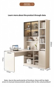 Juego <span class=keywords><strong>de</strong></span> muebles <span class=keywords><strong>de</strong></span> oficina, escritorio <span class=keywords><strong>de</strong></span> computadora en forma <span class=keywords><strong>de</strong></span> L, color blanco, con librero con puerta <span class=keywords><strong>de</strong></span> vidrio, muebles <span class=keywords><strong>de</strong></span> oficina en casa RTA, venta al por mayor, ingeniería - Product Image 6