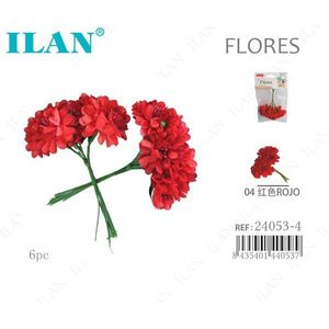 Ilan Mini Fleurs Rouges 6 pièces Arrangement Floral Séché pour la Décoration - Product Image 1