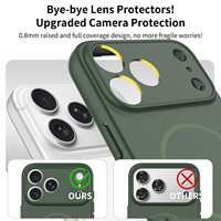 Coque Pure Couleur Vert Toucher Peau pour iPhone 17 Pro Max, Protection Magnétique de l'Objectif à Trous de Précision, avec Airbags Intégrés