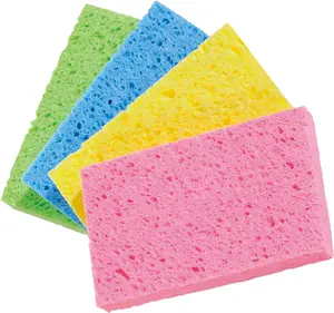 Eco-friendly Cellulose Kitchen Dishwashing Sponge Wood Pulp Cleaning Scrub Sponge Water Absorbent Sponges