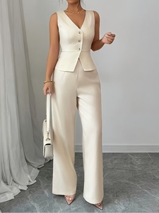 Elegante Conjunto <span class=keywords><strong>de</strong></span> Traje <span class=keywords><strong>de</strong></span> Oficina <span class=keywords><strong>para</strong></span> Mujer <span class=keywords><strong>Dos</strong></span> <span class=keywords><strong>Piezas</strong></span> Ropa Casual <span class=keywords><strong>de</strong></span> Diario con Decoración <span class=keywords><strong>de</strong></span> Botones Tejido Colección <span class=keywords><strong>de</strong></span> Verano - Product Image 3