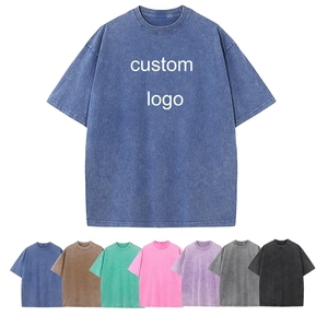 Camiseta de Hombre de Lujo con Efecto Desgastado, 100% Algodón, de Alta Calidad, Lisa, con Logotipo Vintage Personalizado, Lavado Ácido, Talla Grande - Product Image 1