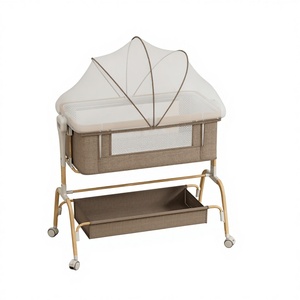Culla Multifunzionale Moderna e Lussuosa per Neonati, <span class=keywords><strong>Lettino</strong></span> <span class=keywords><strong>Portatile</strong></span> da Comodino, Culla in Metallo per Soggiorno, Hotel, Ospedale - Product Image 1