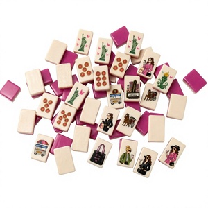 Juego de Fichas de Mahjong Clásico de Lujo, de Plástico, Portátil, para 4 Jugadores, con Patrón Blanco y Verde - Product Image 2
