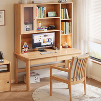 Bureau tout-en-un en bois massif avec étagère et bibliothèque, modèle FJXA007, pour la maison, le bureau, le salon, la chambre à coucher - Bureau d'ordinateur pour étudiants