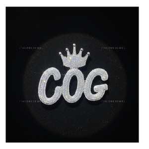 Pendentif Lettre COG Personnalisé en Argent Sterling 925 avec Finition Effet Diamant Moissanite pour Bijoux de Mode Style Rap Quotidien - Product Image 1