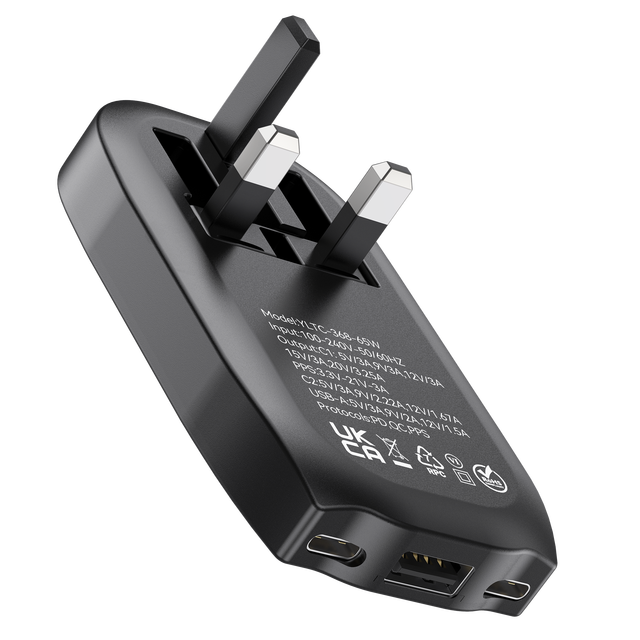Foldable for Travel Ultra Thin 65w Usb C Charger Flat Dual Port With PD 3.0/QC3.0 Fast Gan Wall Adapter With UK Plug