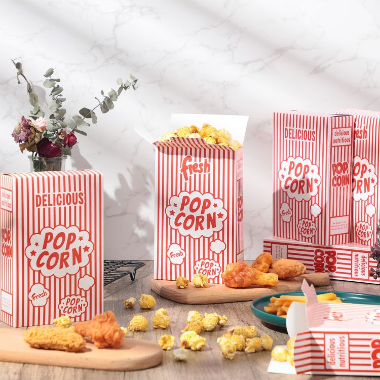 popcornデザインが可愛い！ China Recycled Popcorn Buckets 64 OZ Paper Popcorn Box for