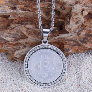 Personalizado al por mayor de alta calidad chapado en oro de acero inoxidable circón moneda colgante collar joyería - Product Image 2