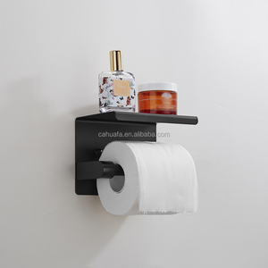 Portarotolo per <span class=keywords><strong>Carta</strong></span> Igienica in Acciaio Inox 304 Nero Opaco con Ripiano Portaoggetti, Accessorio per Progetti <span class=keywords><strong>Bagno</strong></span> Hotel - Product Image 2