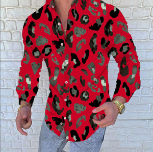 Camisa de Moda <span class=keywords><strong>2022</strong></span> para Hombre, Manga Larga, Estampada, Ajustada, Negra, Informal, Deportiva - Product Image 4