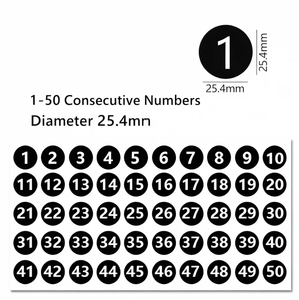 Autocollants numérotés imperméables autocollants, revêtement brillant, diamètre du cœur 1, matériau papier, utilisation artisanale, personnalisable, modèle BENSE 301202 - Product Image 2