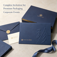 Ensemble d'invitations d'entreprise personnalisées de luxe, papier spécial, gaufrage et estampage à chaud, logo personnalisé en Chine pour boîte cadeau de marque d'alcool