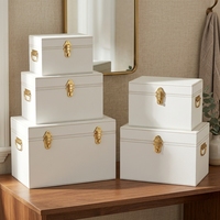 Ensemble de boîtes de rangement vintage en or blanc, coffres de rangement métalliques avec poignée et couvercle verrouillable pour la maison et le dortoir