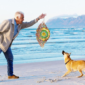 Molino de Viento Mandala con Bola de Cristal y Flor 3D, de Acero Inoxidable, Decoración Navideña, Arte para Jardín y Patio, Escultura de Viento - Product Image 5