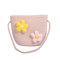 Sac à main en paille mini, doux et polyvalent, avec nœud en maille, pour les jeux en extérieur, unisexe, élégant, pour enfants et séances photo de bébés