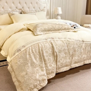 Bộ chăn ga gối đệm cao cấp 100% cotton hữu cơ tự nhiên 4 trong 1, màu vàng, may đo theo kích thước King/Queen - Product Image 1