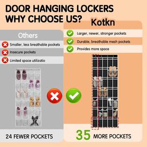 35 Grid Non-Woven Tote Bag Behind the Door Household Supplies <b>Shoes</b> Hanging <b>Storage</b> Bag - Product Image 4