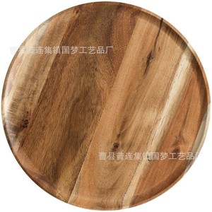 Ensemble de plateaux ronds en bois d'acacia faits à la main pour servir le thé, les gâteaux, le petit-déjeuner, utilisation en restaurant - Product Image 5
