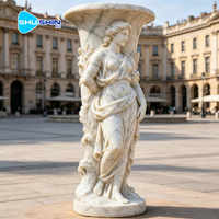 Pot de fleurs sur mesure, fait main, sculpté à la main, de style grec traditionnel, en marbre, de grande taille, pour l'extérieur, les temples et les jardins