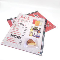 Pabrik disesuaikan CMYK PVC tahan air kualitas tinggi buku Menu restoran dengan mengikat Spiral
