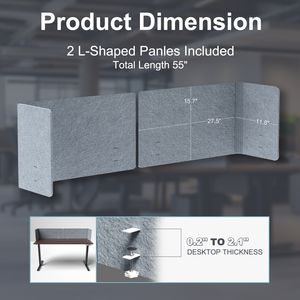 Bàn riêng tư Bảng điều khiển 2 cái hình chữ L kẹp-trên văn phòng bàn Divider 2-in-1 có thể điều chỉnh âm thanh phân vùng khiêm tốn màn hình cho văn phòng - Product Image 2