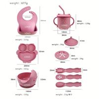 IStapromo Gifts Cuillère en silicone pour bébé, Vaisselle pour bébé, Cuillère pour aliments complémentaires, Bol pour aliments complémentaires, Ensemble d'assiettes en silicone Hibou