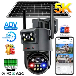 Caméra de sécurité solaire 4G LTE PTZ à double objectif 5K avec enregistrement 24h/24 et détection de mouvement et suivi humain - Product Image 1