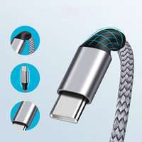 3A PD 60W 3M 5M 8M Câble USB C étendu Câble de charge rapide Nylon tressé Type C à Type C Cordon de données de téléphone portable Charge rapide