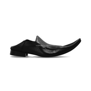 Exagéré bout pointu luxe unisexe pliable talon cuir de veau en détresse Oxfords Derby chaussure pour hommes <span class=keywords><strong>noir</strong></span> Pasadena mocassins - Product Image 1
