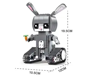 Bloxx 13045兔子电影卡通带遥控电动步行砖模型DIY组装建筑技术块
