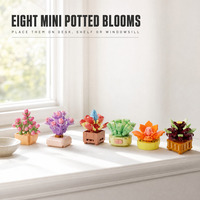 Ensemble de blocs de construction Mini Jardin Murmurs d'été, 8 modèles de plantes en pot, fleurs en briques, plante de bureau botanique, décoration de maison DIY, cadeau