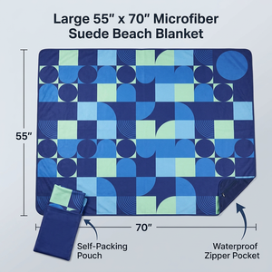 Coperta da <span class=keywords><strong>Spiaggia</strong></span> <span class=keywords><strong>in</strong></span> Microfibra ad Asciugatura Rapida 140x178cm 200gsm Stampa Scamosciata GRS OEKO Impermeabile con Tasca Triangolare Posteriore e Scomparto Nascosto per Telefono - Product Image 3