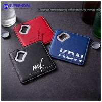 Décapsuleur-sous-verre vierge gravable au laser en similicuir, personnalisable avec logo, cadeau promotionnel