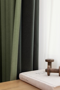 Tela de cortinas de Color verde oscuro opaco alto de lino de poliéster de alta calidad para sala de estar Hotel dormitorio ventanas - Product Image 3