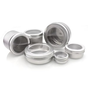 Muestra gratis Tarro de ventana de aluminio plateado 1oz 30ml 60ml 80ml 100ml 150ml Tarro de vela de metal Embalaje de - Product Image 1
