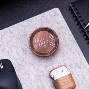 Soporte de Clip de papel de madera de nogal, dispensador de Clip de papel magnético de madera, caja organizadora de pines de Metal para escritorio - Product Image 6