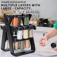 Étagère à épices rotative multifonctionnelle avec 18 bocaux en verre, organiseur de bouteilles tournant, support de rangement pour assaisonnements