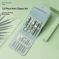 Juego de 12 Piezas de Cortaúñas de Acero Inoxidable, Kit Completo Multifuncional de Manicura y Pedicura, Herramientas para Limpiar los Oídos, Cortacutículas