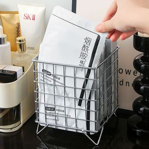Cesta de Almacenamiento de Hierro Rectangular de Gran Capacidad, Organizador de Escritorio de Oficina Tipo Soporte para Cosméticos y Mascarillas Faciales - Product Image 1