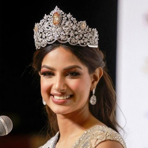 Strass de luxe <span class=keywords><strong>princesse</strong></span> Miss Univers monde diadème Pageant réglable passerelle événement <span class=keywords><strong>couronne</strong></span> pour reine de mariée - Product Image 2